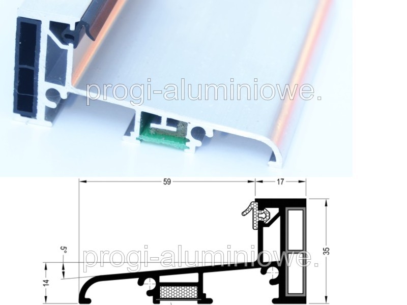 

Próg aluminiowy ciepły do drzwi 83 cm p76 76x35