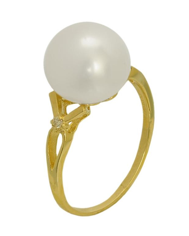 Elegantní Zlatý Prstýnek S Perlou A Brilianty