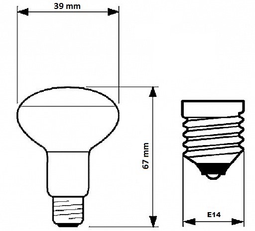 ŻARÓWKA ZWIERCIADLANA REFLEKTOR GRZYBEK R39 E14 40 Liczba sztuk 1 szt.