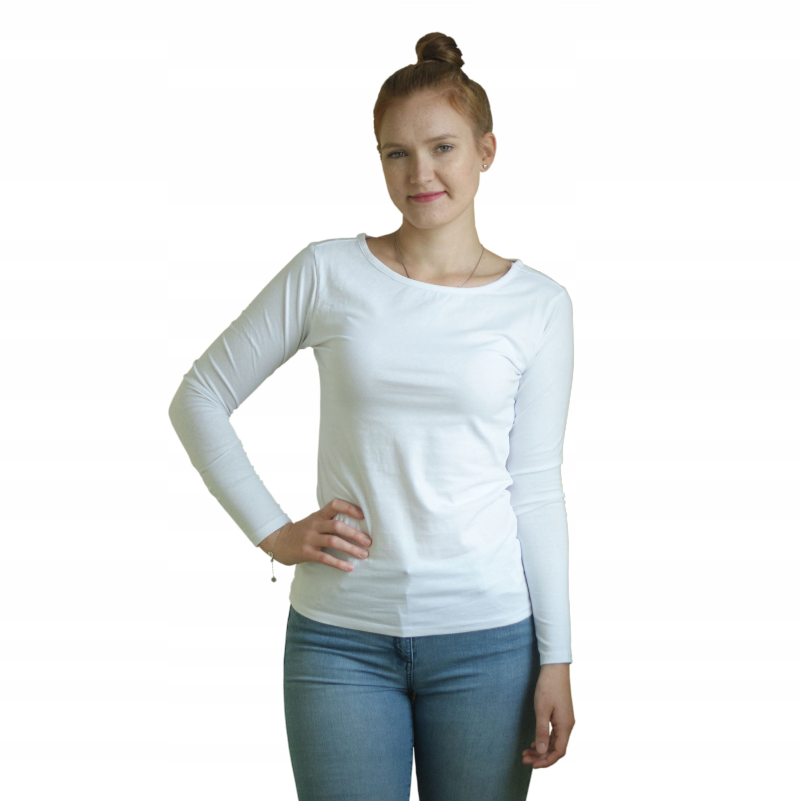 HIT!!! Bluzka koszulka z długim rękawem Biała XXL Linia regular