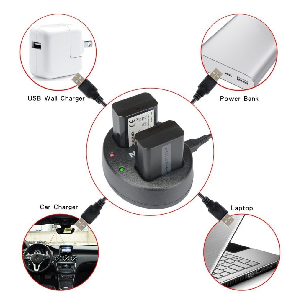 ŁADOWARKA USB NA 2 AKUMULATORY do NIKON D3500 Liczba akumulatorów ładowanych jednocześnie 2