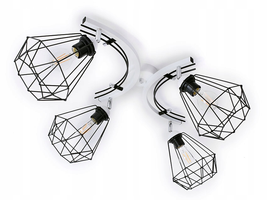 

Lampa sufitowa plafon żyrandol 4xE27 klosz druciak