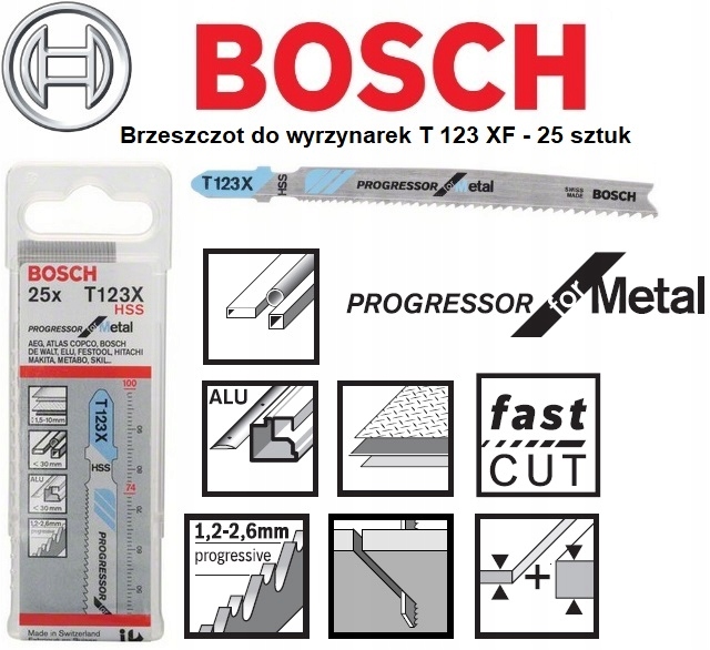 25 sztuk Brzeszczot do wyrzynarek T 123 XF BOSCH Marka Bosch