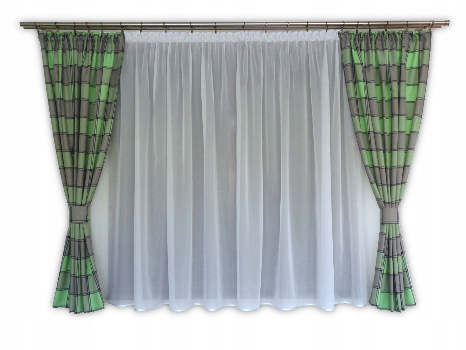 Mg Záclona Voál Záclony Mřížka šedá/olivová Novinka