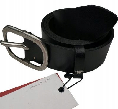 

Mustang pasek elegancki skóra czarny black 85