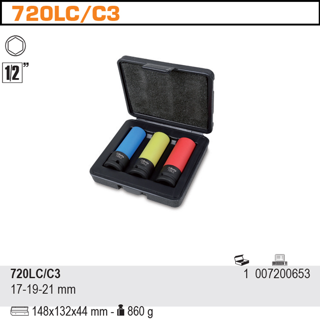 KOMPLET 3 NASADEK UDAROWYCH BETA 720LC/C3 Marka Beta