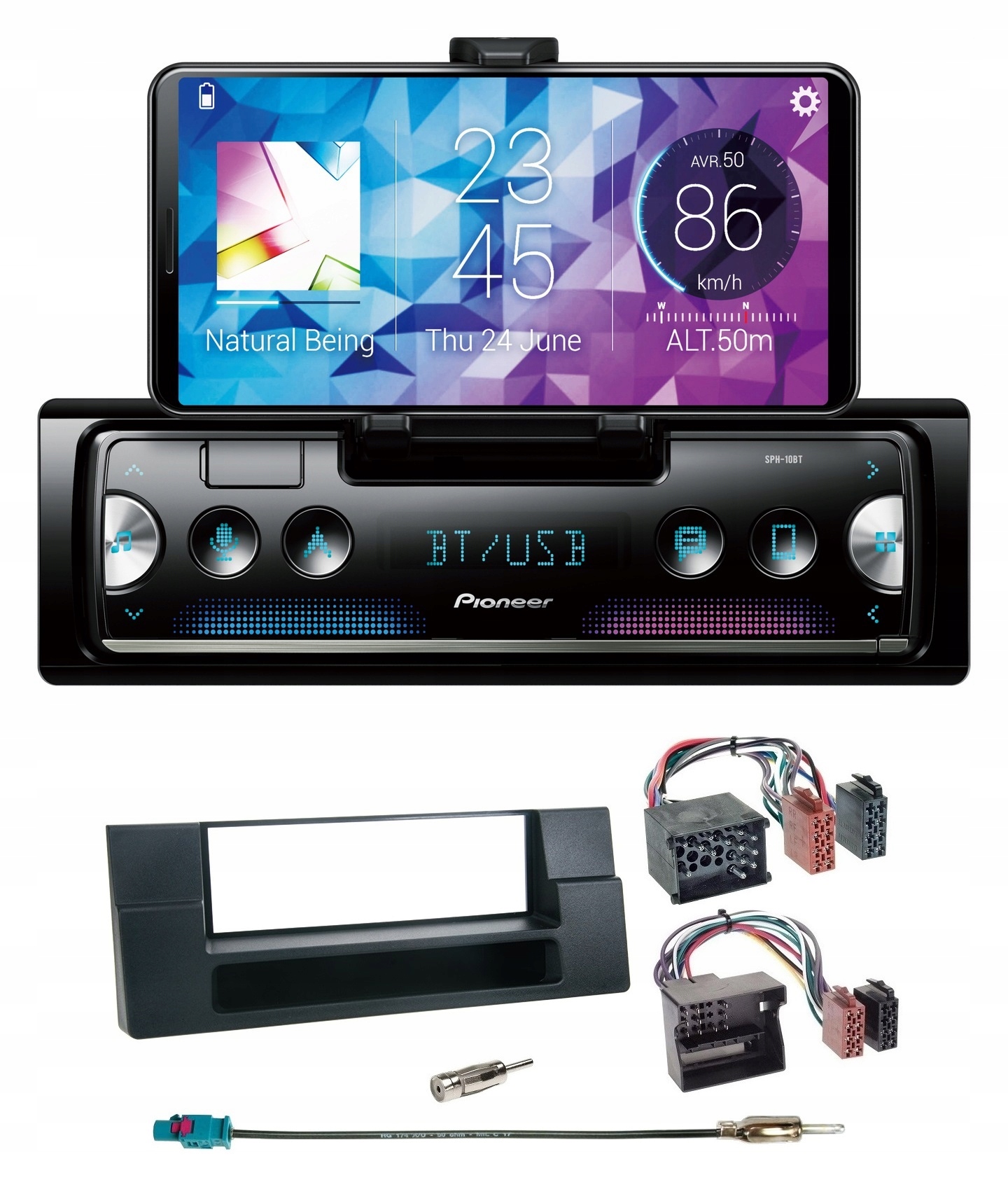 Automobilové rádio Pioneer SPH-10BT Bluetooth Usb Bmw Séria 5 E39 X5 Rámček