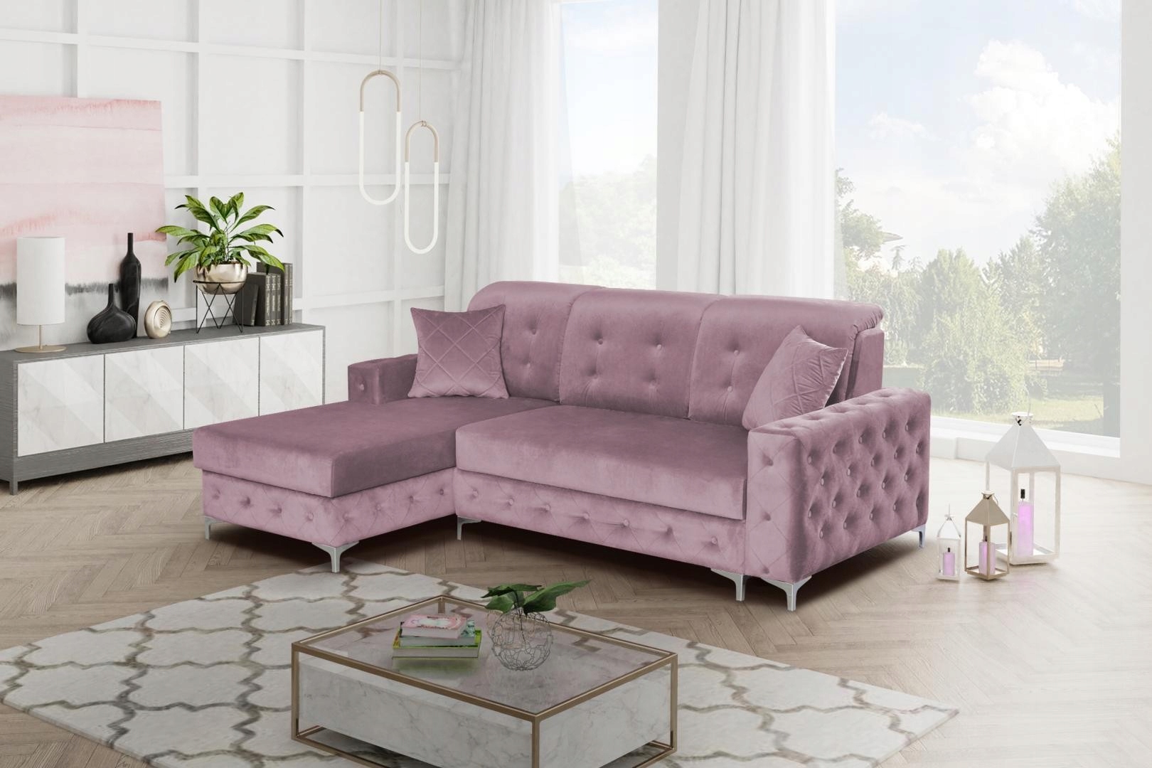 Narożnik GLAMOUR, Chesterfield!KRYSZTAŁKI! LUXURY Orientacja uniwersalna