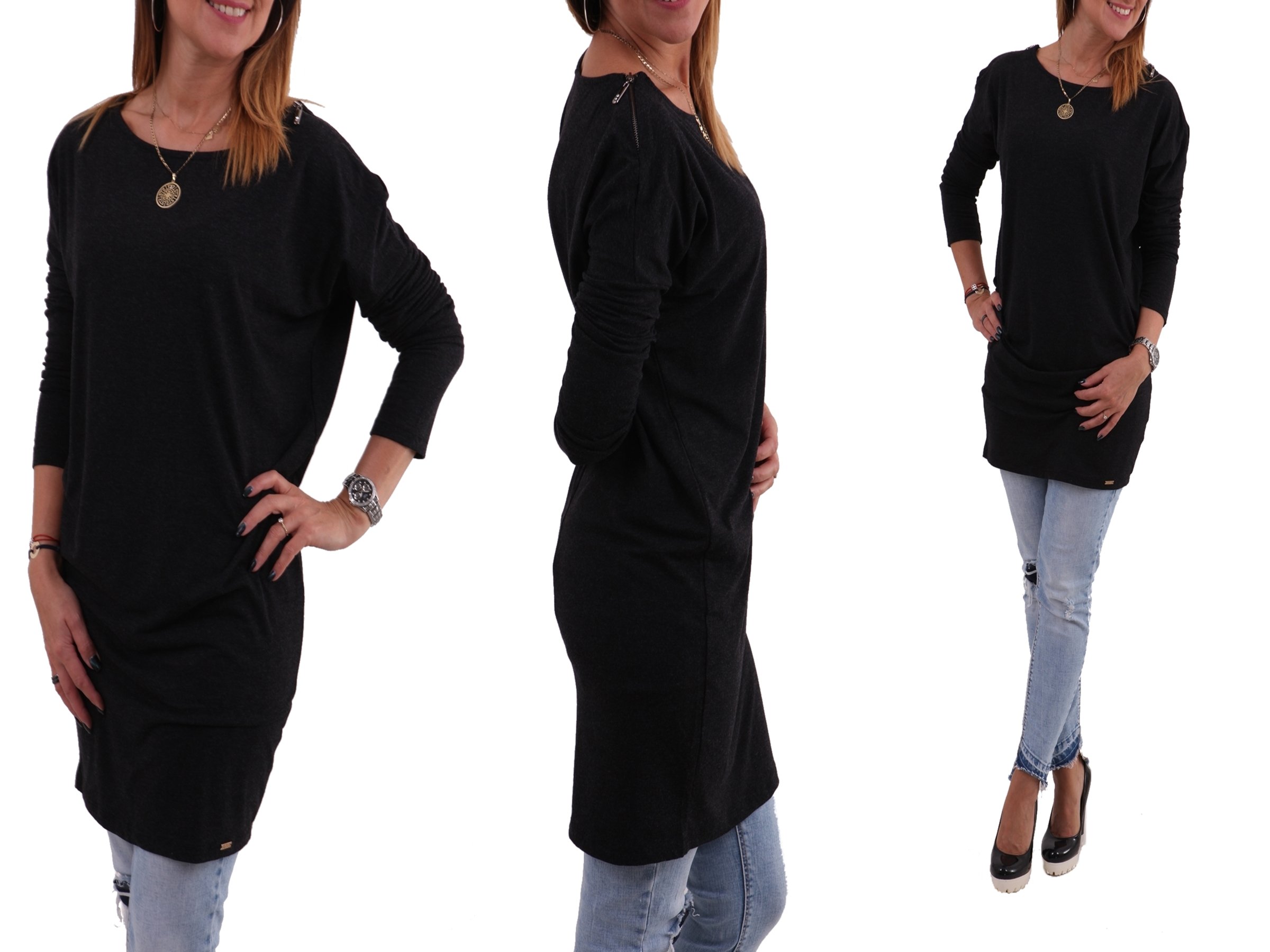 

Tunika Nietoperzowy Fason Zamki Ramiona *L/XL
