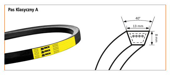 Pas pasek klinowy A-2750 STOMIL 13x2750 Numer katalogowy części A2750
