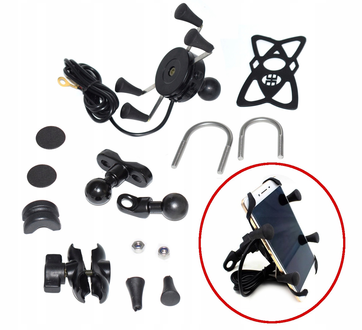 Uchwyt Do Telefonu Gps Pod Lusterko Leoshi Usb X na kierownicę z kulka