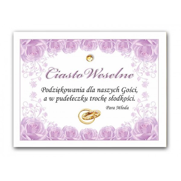 

Naklejki,Nalepki na opakowanie Ciasto Ślub - EC364