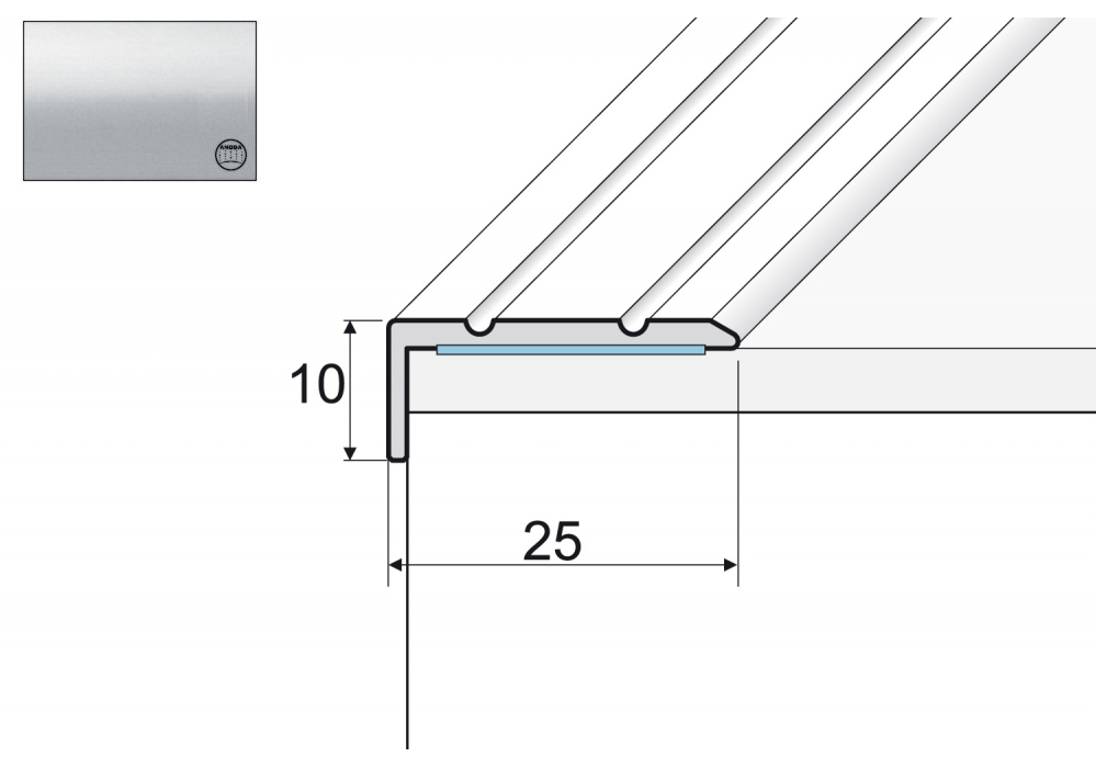 

Kątownik aluminiowy A31, 180cm Srebro 10x25mm