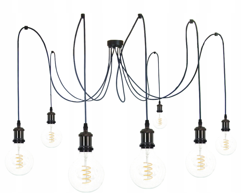 Závesná Lampa Pavúk 7, Retro Rám, Čierny Grafit