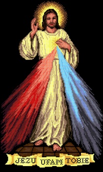 Výšivka křížková sada, kanva +mulina +jehly 40x50cm, Ježíši důvěřuji Ti (7106)