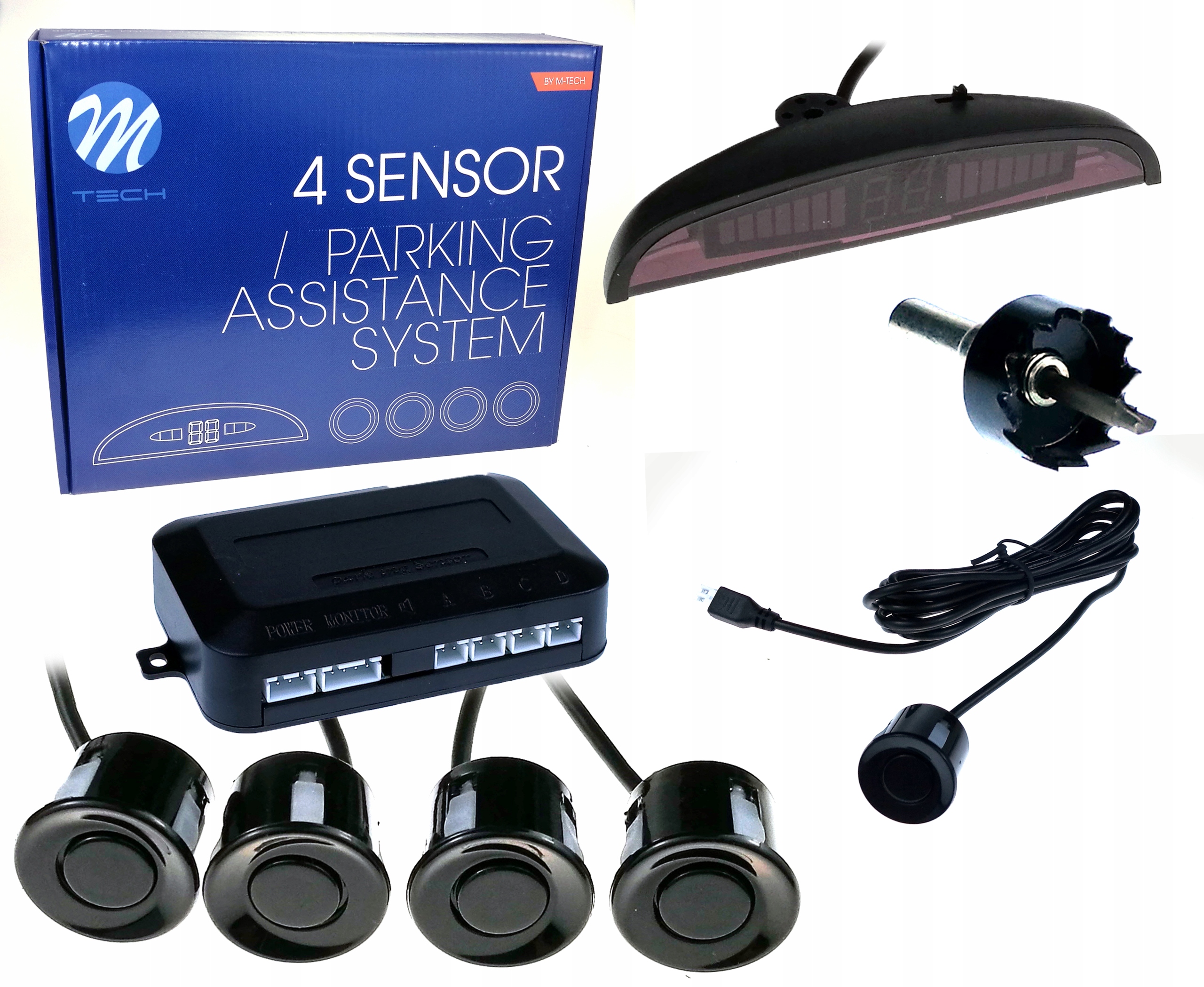 

M-Tech Czujnik parkowania CP4 wyświetlacz czarne