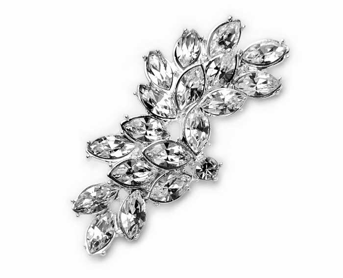 Brošňa Biela Strieborná Swarovski Crystal Manufact