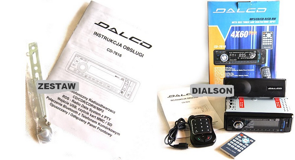 RADIO SAMOCHODOWE CD USB SD BLUETOOTH MP3 60W USB Model CD-7616 BLUETOOTH USB SD MP3