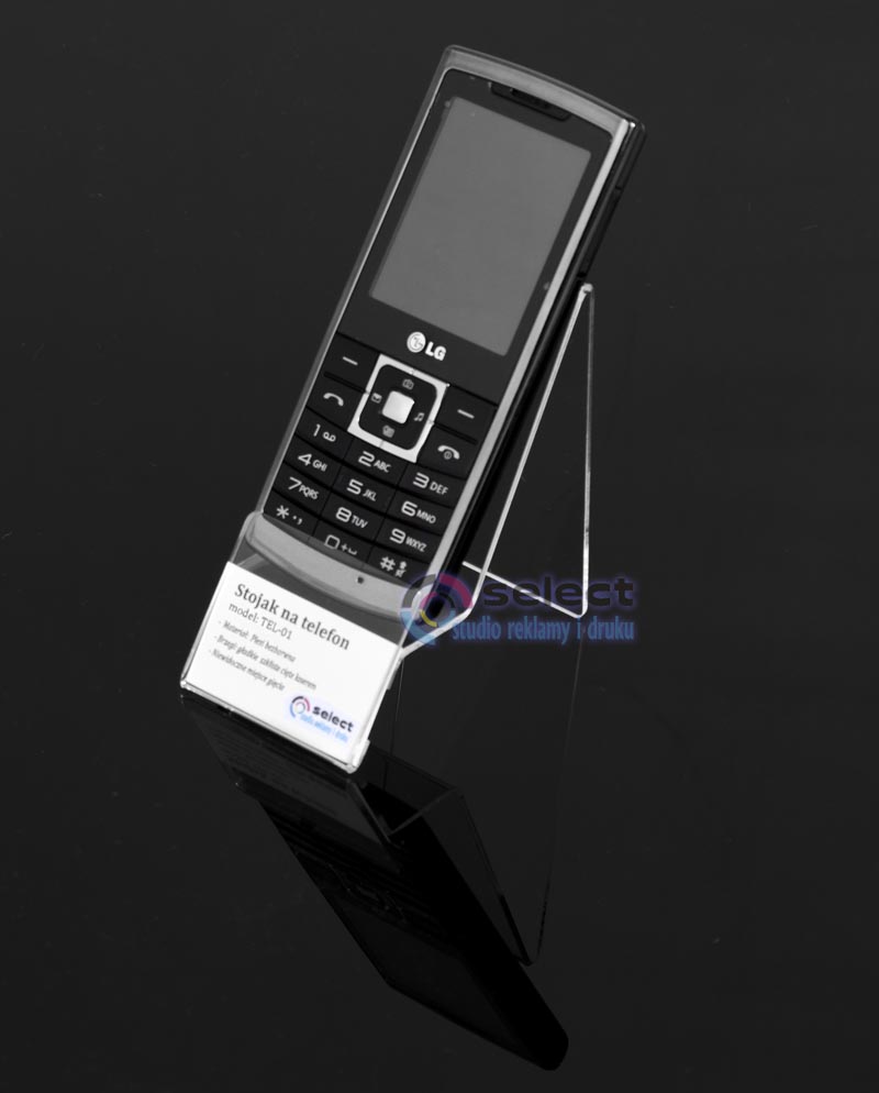 PODSTAWKA POD TELEFON, STOJAK Z OPISEM Z PLEXI Kolor bezbarwny