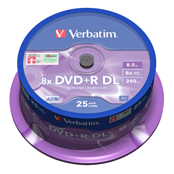 Zdjęcia - Nośnik optyczny Verbatim Dvd+r DL  8,5GB Double Layer c.25 MKM003 Xbox Nawigacje 