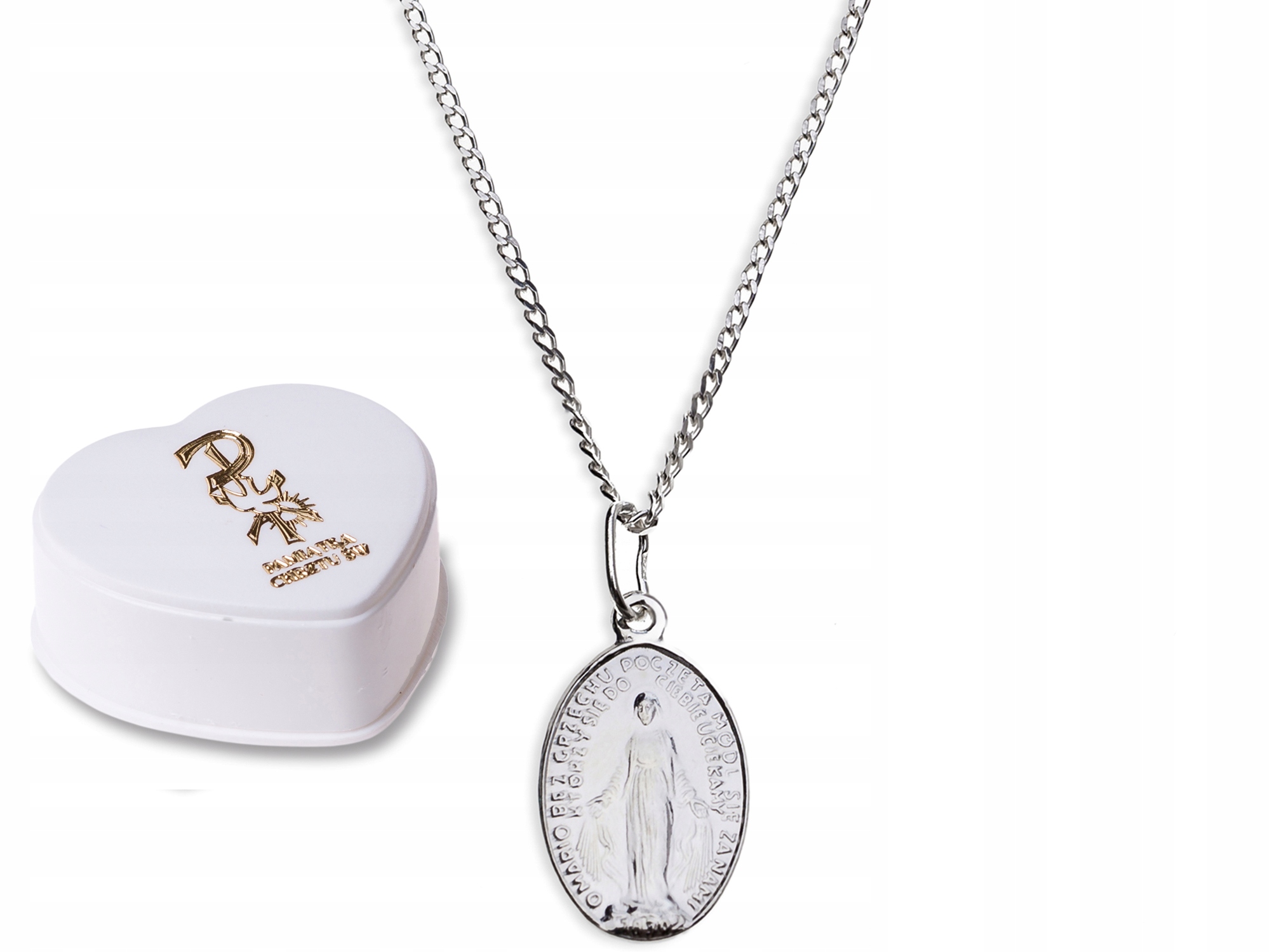 SREBRNY ŁAŃCUSZEK MEDALIK KOMPLET KOMUNIA CHRZEST Kod producenta KT24