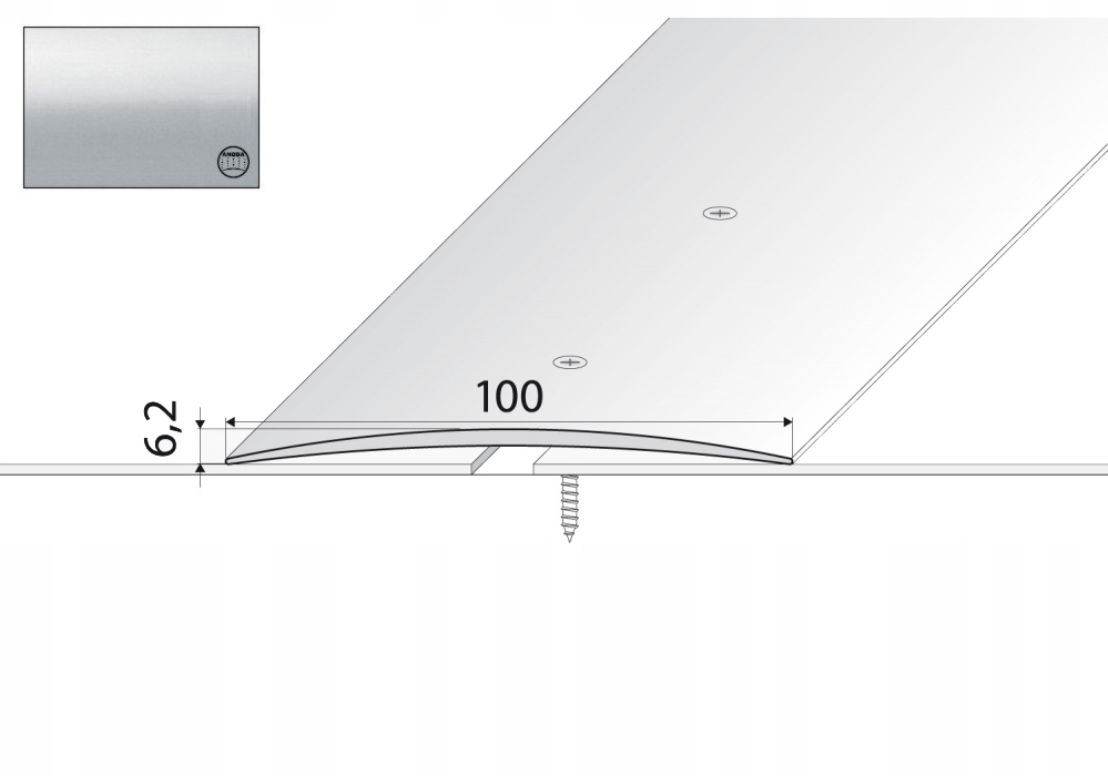 

Listwa łączeniowa A72 aluminiowa 100x10cm Srebro