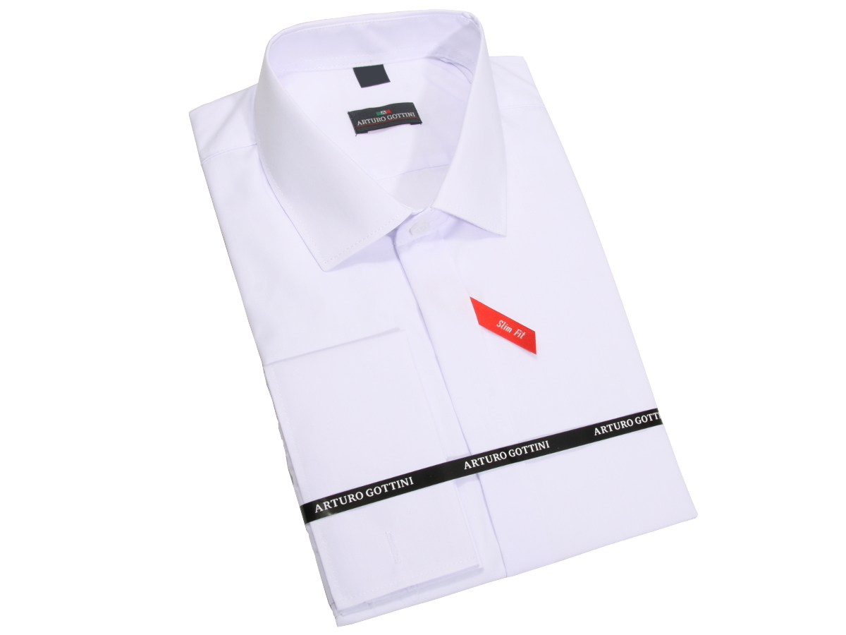 

Koszula Biała Gładka Na Spinki 45 182-188 Slim Fit