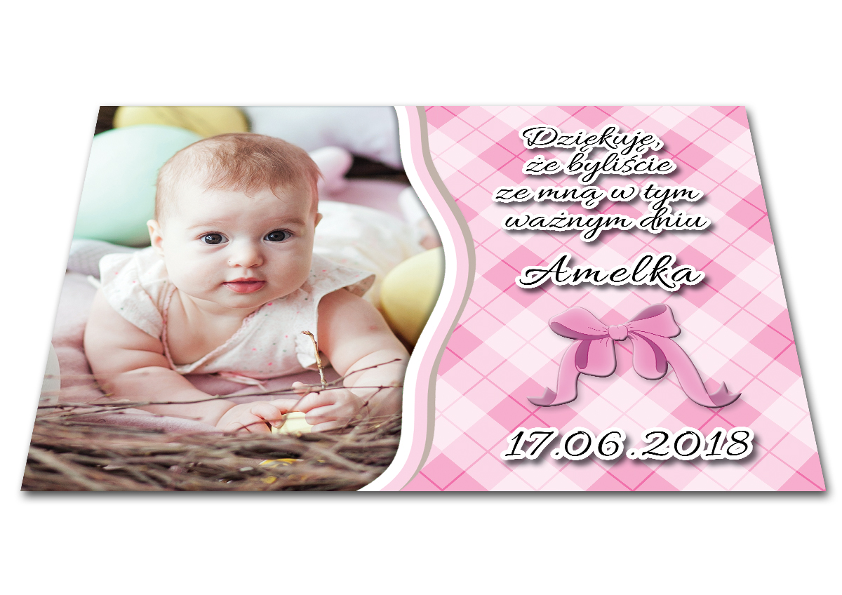 FOTO MAGNES Podziękowanie na Chrzest 14cm+ KOPERTA