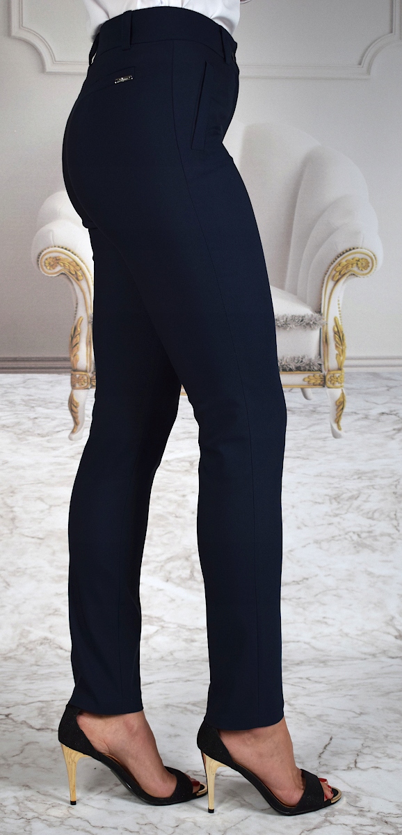 ELEGANCKIE SPODNIE CYGARETKI SIGMA GRANATOWE DŁUGI Rozmiar 50