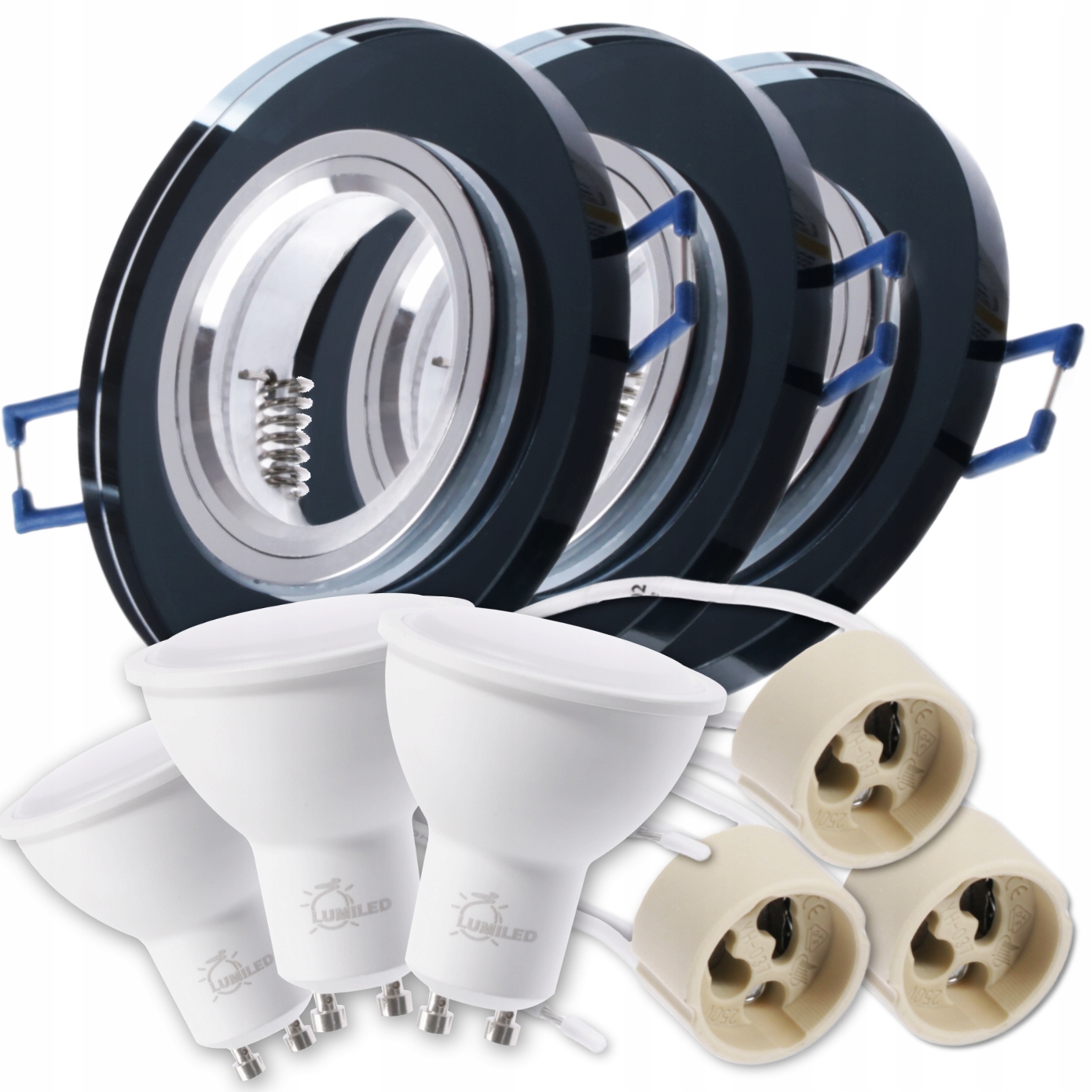 

Zestaw 3x oprawa halogenowa szklana Led GU10 6W