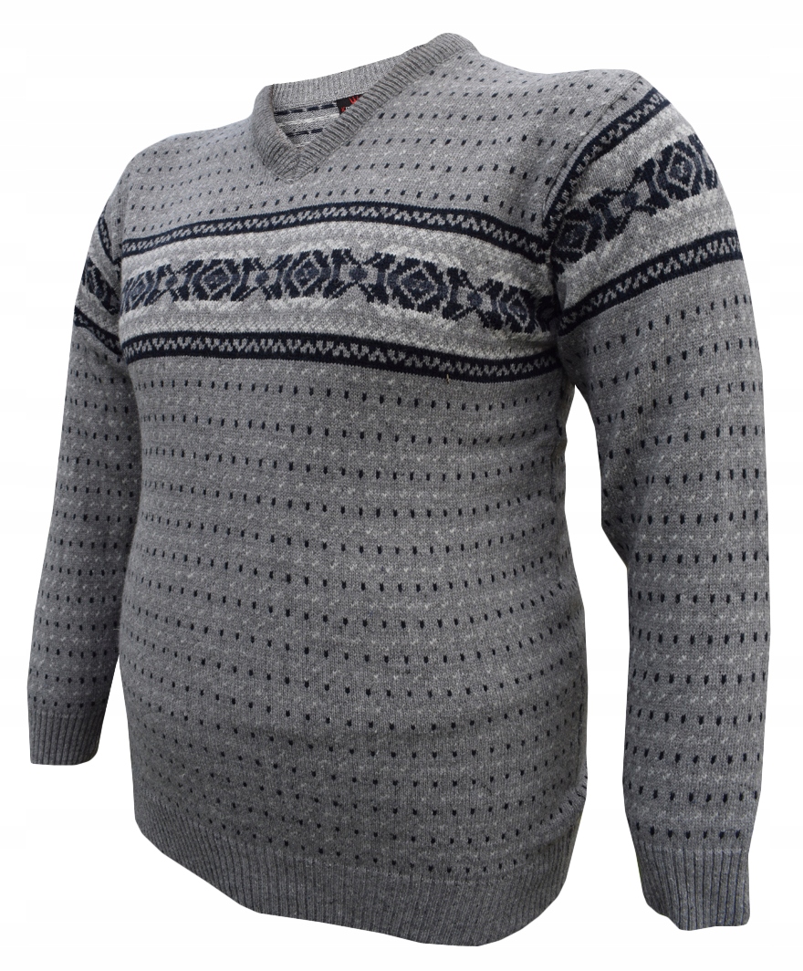 03 031 SWETER W SEREK SZPIC JASNO SZARY ROZ. 3XL Marka inna