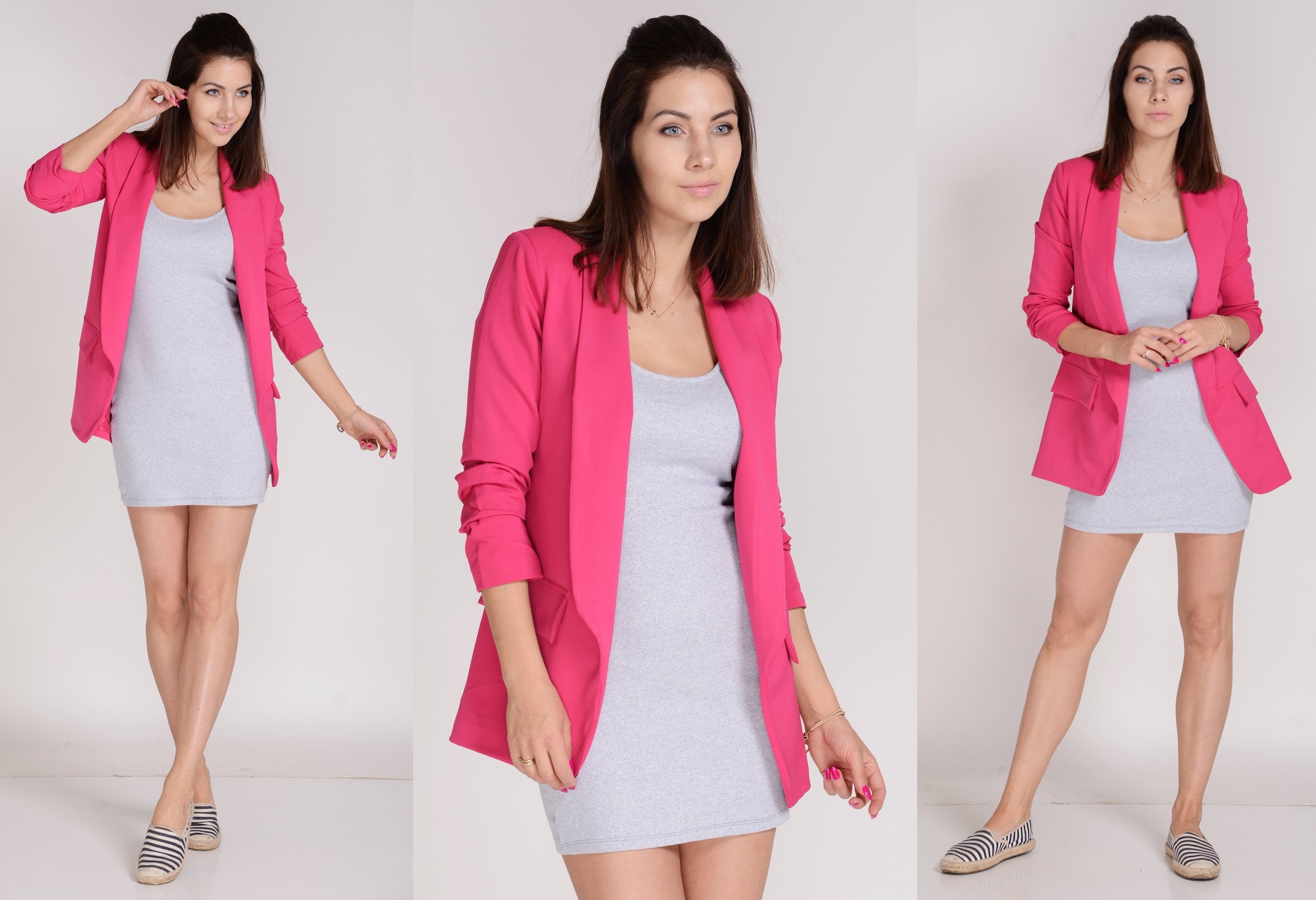 Elegancka MARYNARKA ŻAKIET klapy KOLORY Z1 L/40 Wzór dominujący bez wzoru