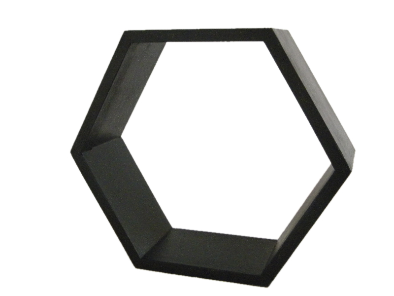 

Drewniana Półka Plaster Miodu Hexagon Czarna