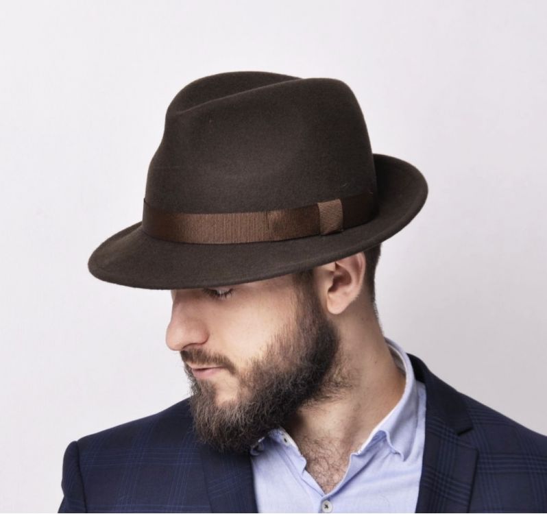 

Kapelusz fedora Frank 100% wełna 56 brąz