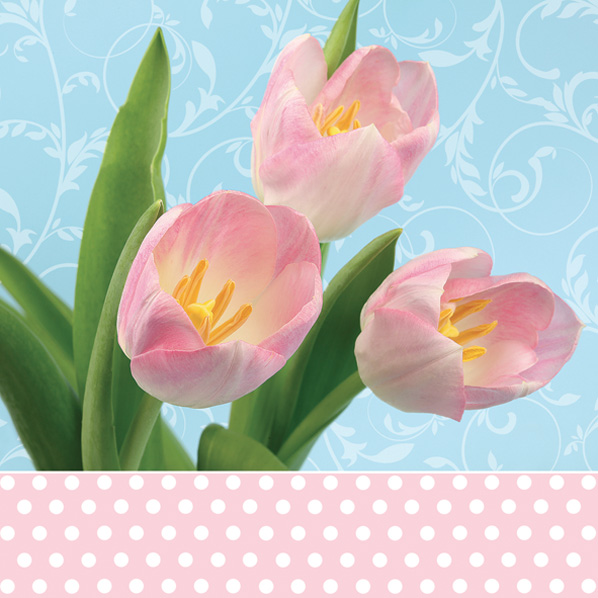 

Wiosenne tulipany na serwetkach papierowych 20szt