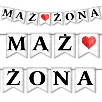 

Dekoracja Baner Girlanda Ślub Mąż Żona 170cm