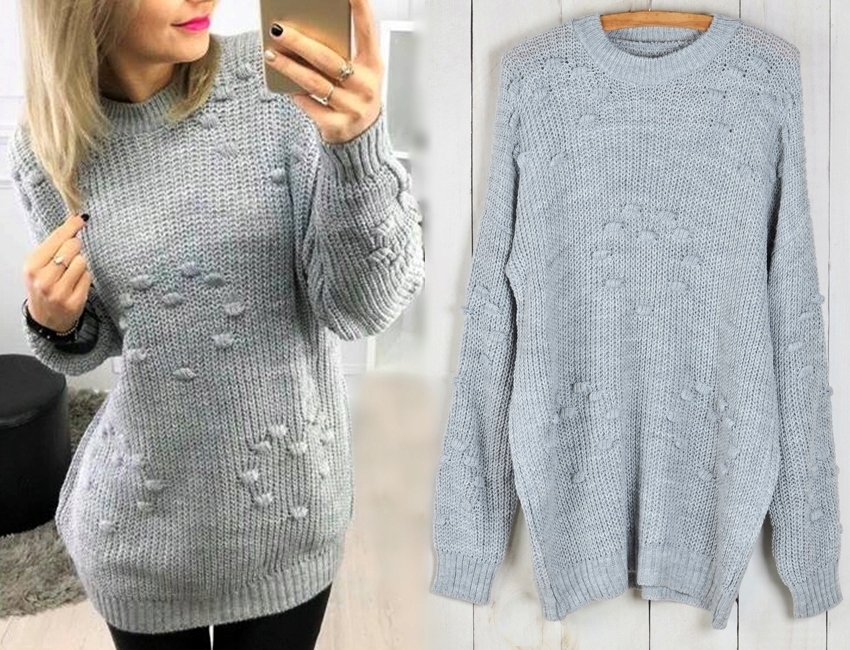 158 CIEPŁY SWETER SWETEREK HEART KLASYK BUBBLES Materiał dominujący akryl