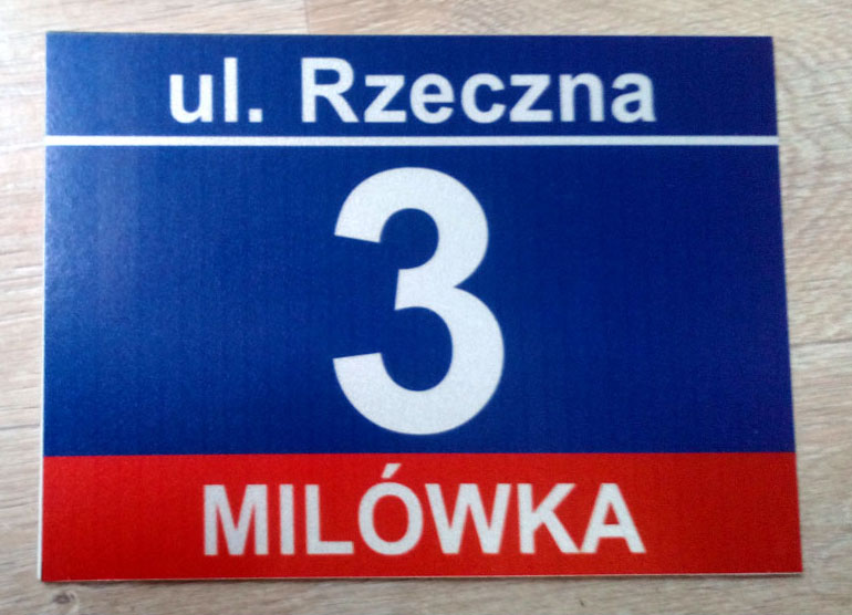 ODBLASKOWA tabliczka ADRESOWA Z NUMEREM DOMU 42x30 Marka bez marki