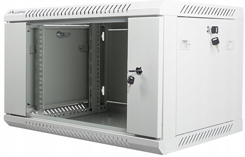 6U 19" Szafa Rack wisząca teleinformatyczna Szafka szklane drzwi 450 Szara