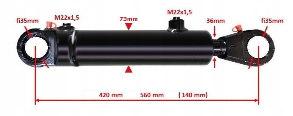 CJ2F.63.36.140-U35UDT6 - ГИДРАВЛИЧЕСКИЙ ЦИЛИНДР ДВУХСТОРОННИЙ МОЩНЫЙ ...