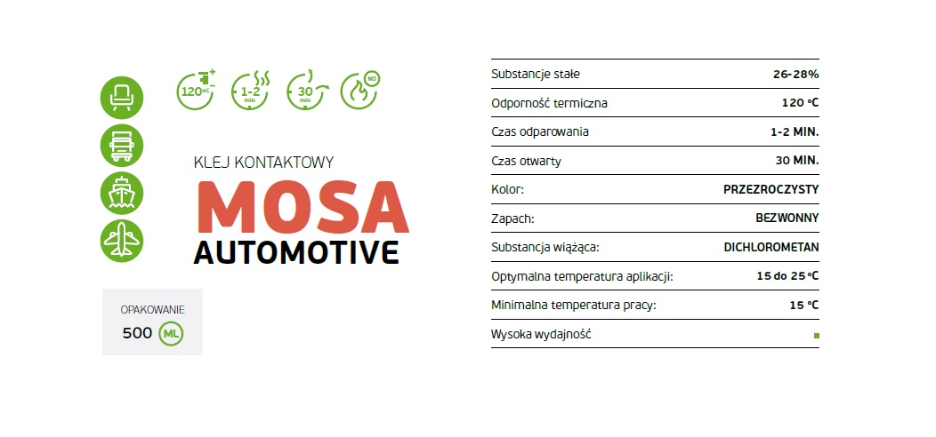 KLEJ TAPICERSKI MOTORYZACYJNY ODPORNY 120 STOPNI MOSA Numer katalogowy części peterusmosa