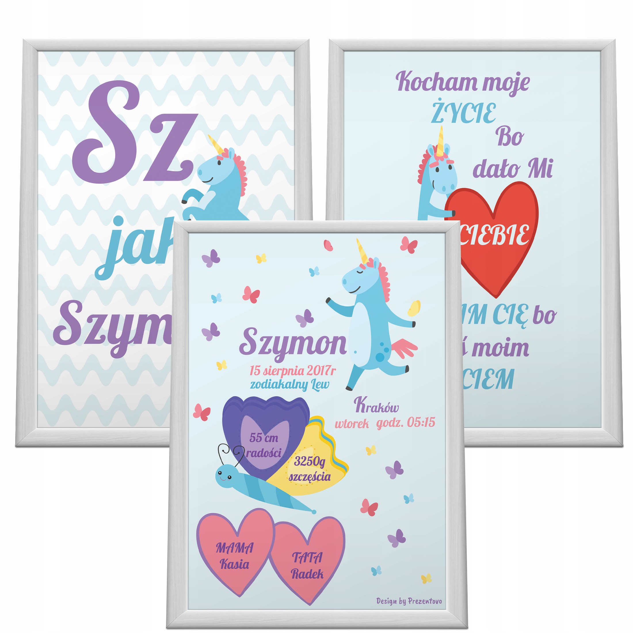 Metryczka A4 Modlitwa RAMKA JEDNOROŻEC prezent Płeć Chłopcy Dziewczynki