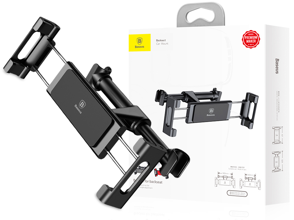 BASEUS REGULOWANY UCHWYT SAMOCHODOWY NA ZAGŁÓWEK DO TABLETU TELEFONU DO 12"