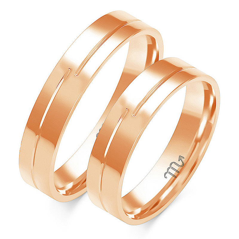 Zlaté 14K Svatební Prsteny 4,5 mm id O-80C