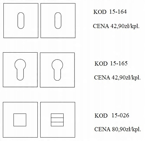 Klamka 1605 rozeta kwadratowa nikiel satyna Convex Kolor inny kolor
