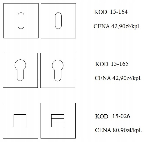 Klamka 865 rozeta kwadratowa nikiel satyna Convex Kolor inny kolor