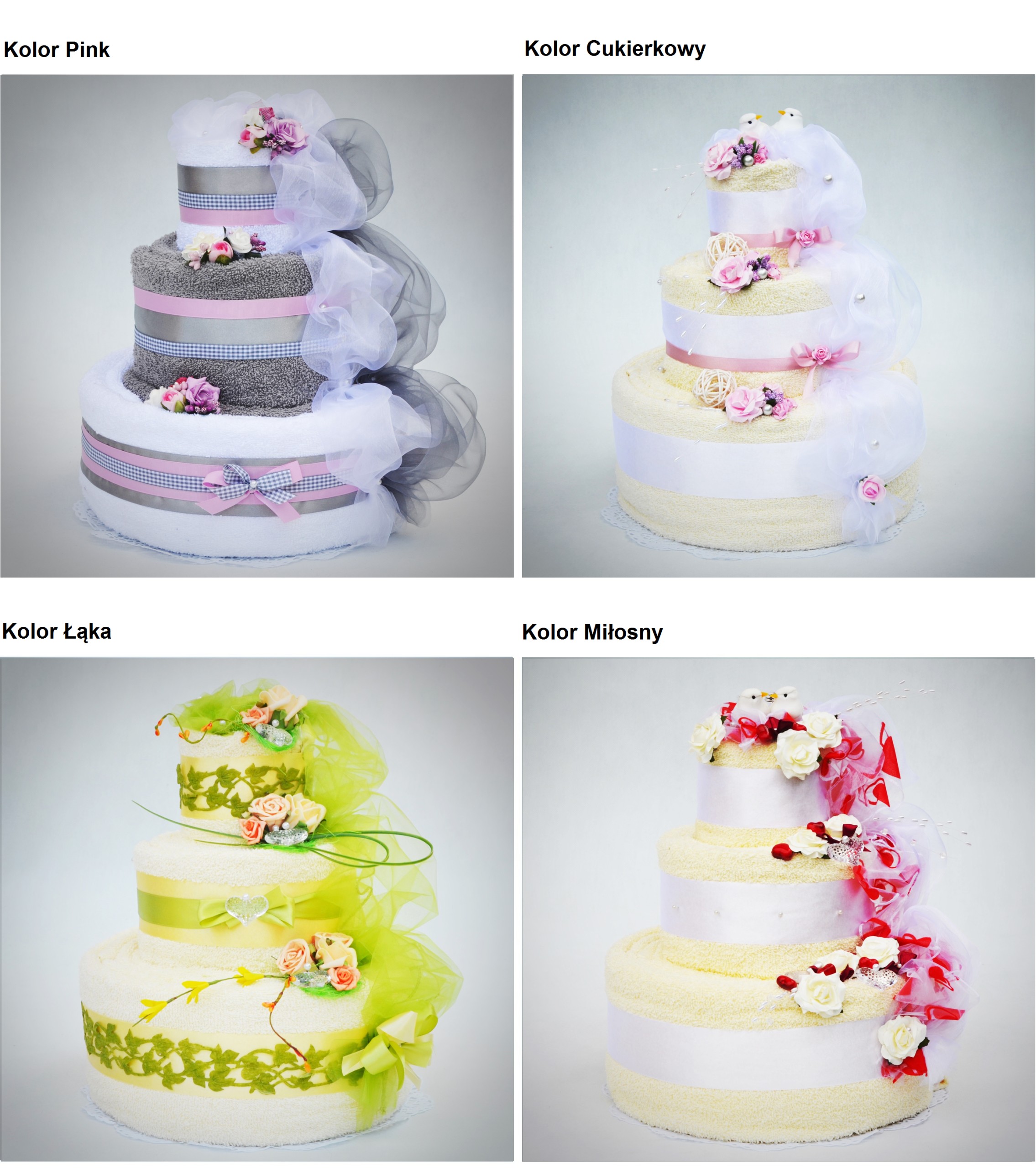 Prezent Ślubny Tort Ręcznikowy z 6DUŻYCH Ręczników Z dedykacją Tak