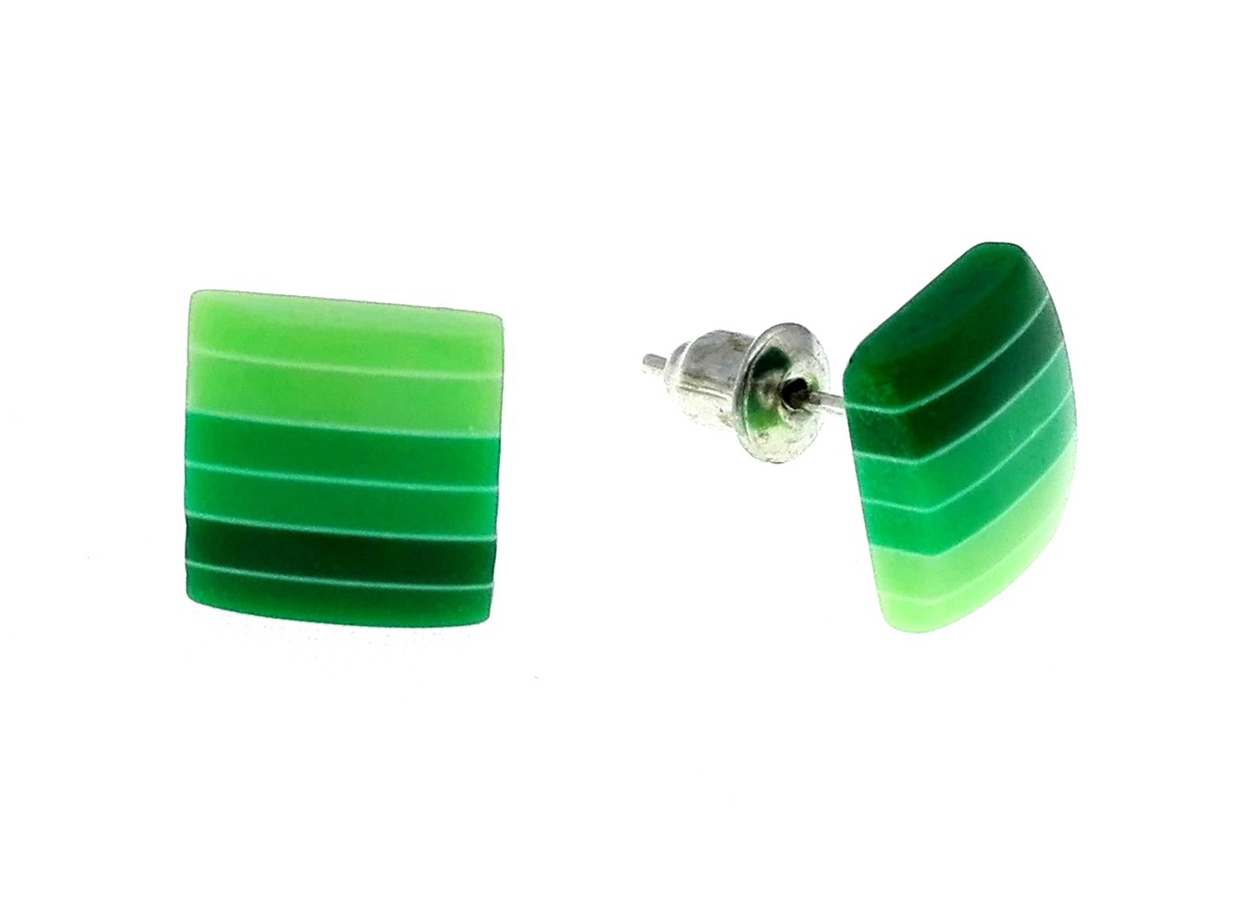 

Kolczyki kwadraty w paski 10 mm zielone
