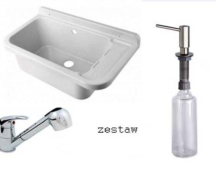 

Zlew gospodarczy 60x34x21cm.biały+bater+dozow .097