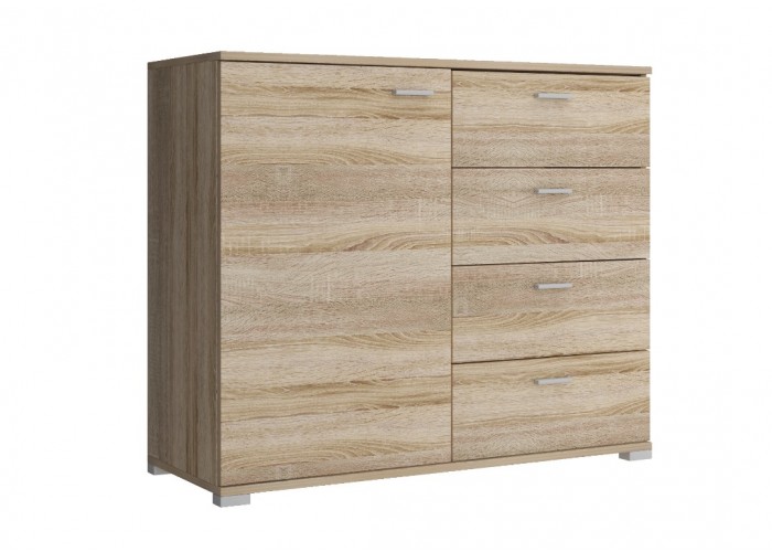 

Duża komoda pojemna biała sonoma 100cm 4 szuflady